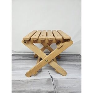Vtg NEVCO Fold 'N Carry‎ Wooden Step Stool Collapsible Farmhouse Plant Stand